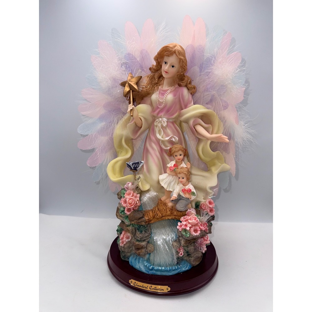 Chambord Collection Fiber Optic Angel Figurine Pink Wings Star Wand